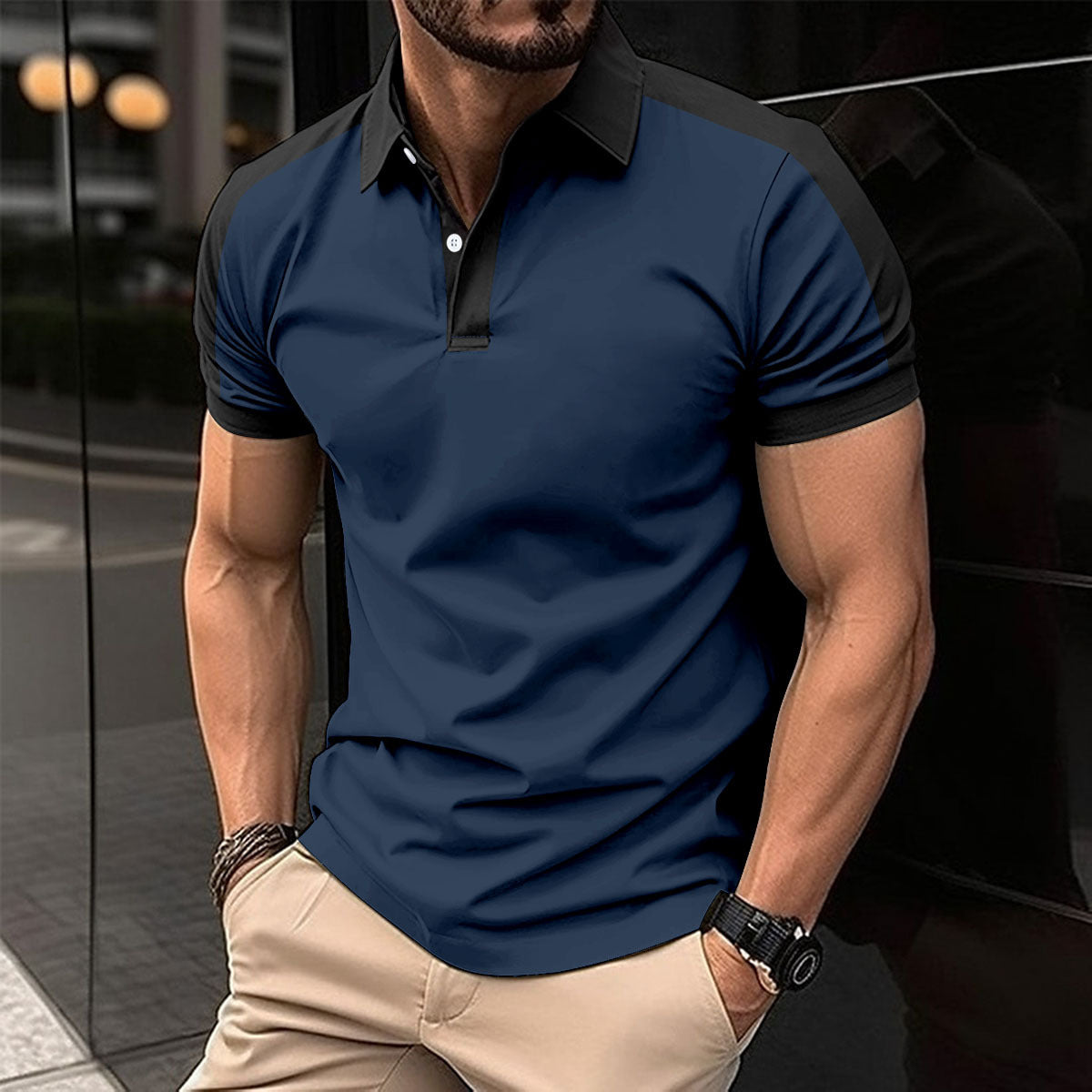 Men's Short Sleeve Business Shirt Summer Casual Polo Shirts - MANDOTOS