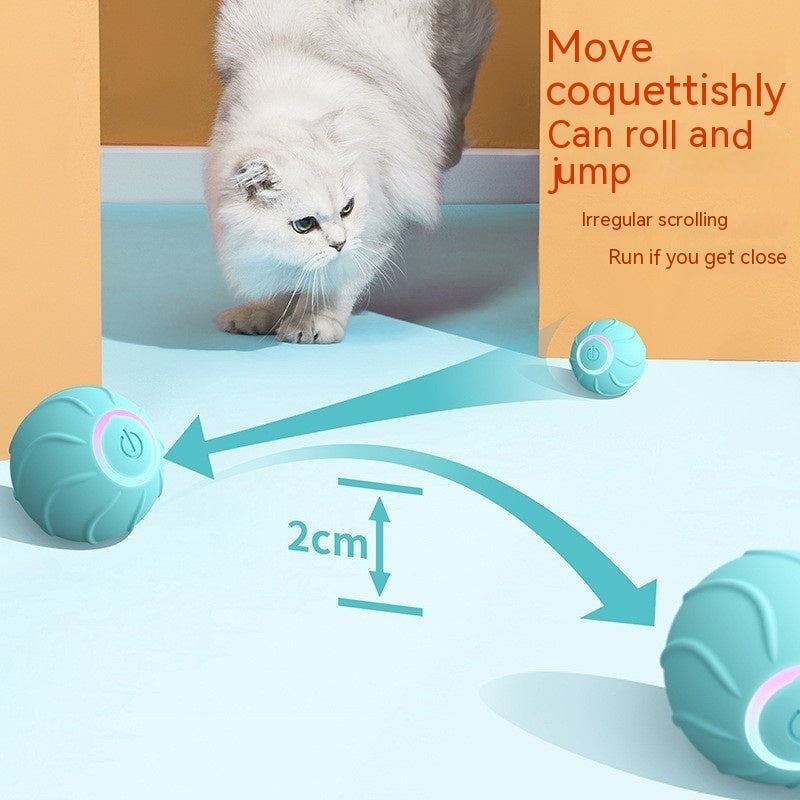 Smart Cat Toys Rolling Ball Pet Cat Owner Interactive Pets Toys Automatic Bouncing Ball USB Self Hi Teasing Kittens Jumping Ball - MANDOTOS