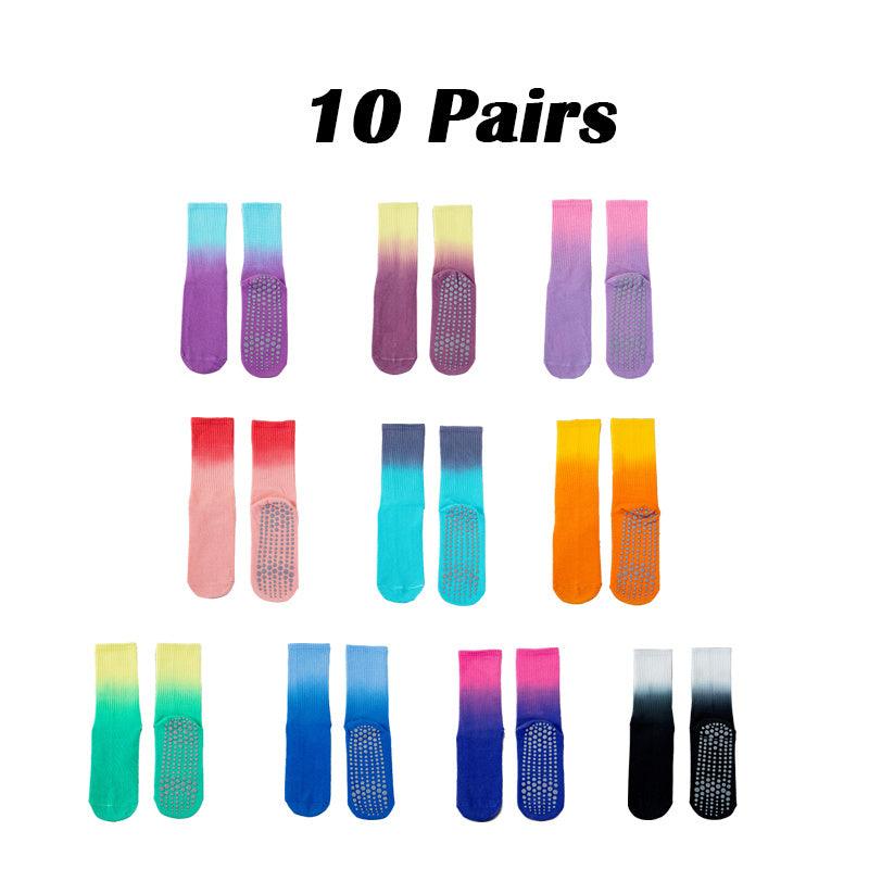 10 Pairs Women Yoga Socks Non-Slip Grips Straps For Added Balance And Stability Ideal For Pilates Pure Barre Ballet Dance Barefoot Workout - MANDOTOS