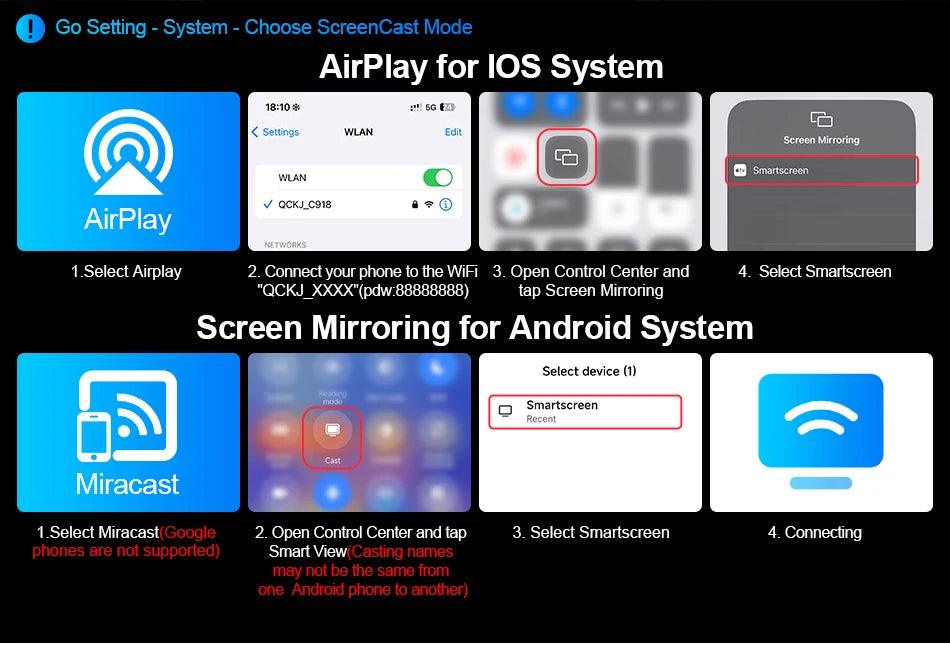10/11.26 inch Dash Cam 4K Car DVR Wireless Carplay & Android Auto GPS Navigation Video Recorder Dashboard Dual Lens Wifi FM AUX - MANDOTOS
