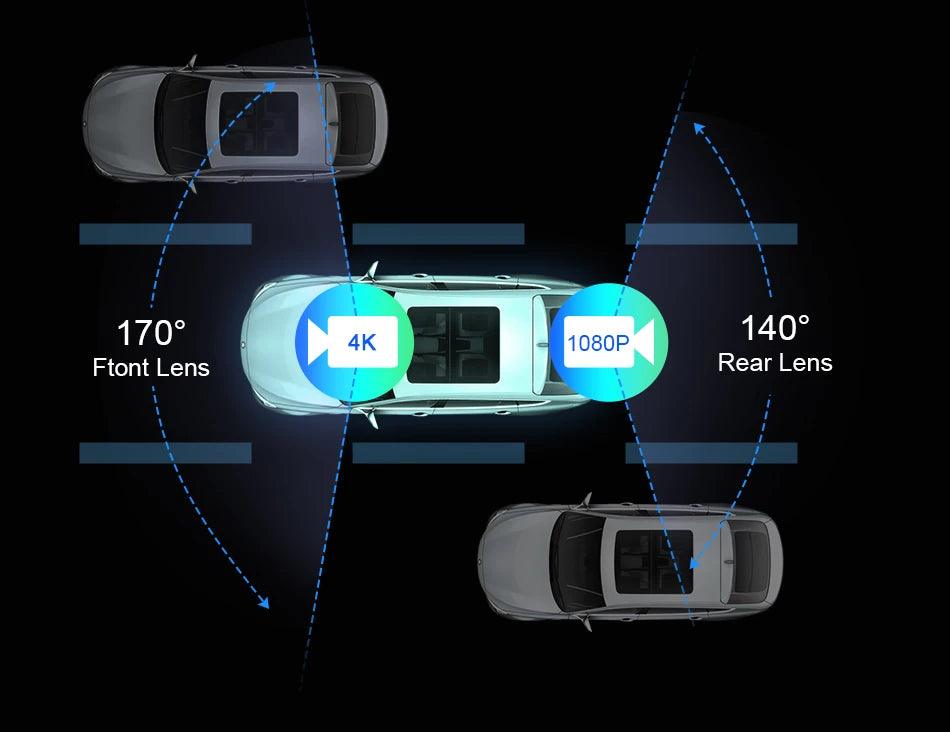 10/11.26 inch Dash Cam 4K Car DVR Wireless Carplay & Android Auto GPS Navigation Video Recorder Dashboard Dual Lens Wifi FM AUX - MANDOTOS