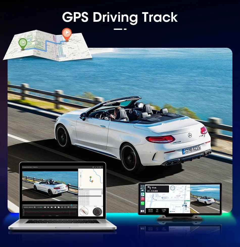 10.26'' Dash Cam 4K Car Mirror Video Player Wireless Carplay Android Auto GPS Car Monitor Multimedia Rearview Camera Dashboard - MANDOTOS