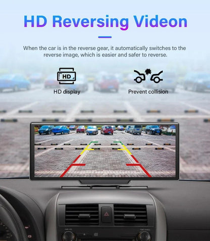 10.26'' Dash Cam 4K Car Mirror Video Player Wireless Carplay Android Auto GPS Car Monitor Multimedia Rearview Camera Dashboard - MANDOTOS