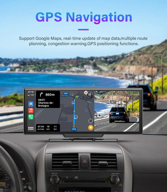 10.26'' Dash Cam 4K Car Mirror Video Player Wireless Carplay Android Auto GPS Car Monitor Multimedia Rearview Camera Dashboard - MANDOTOS