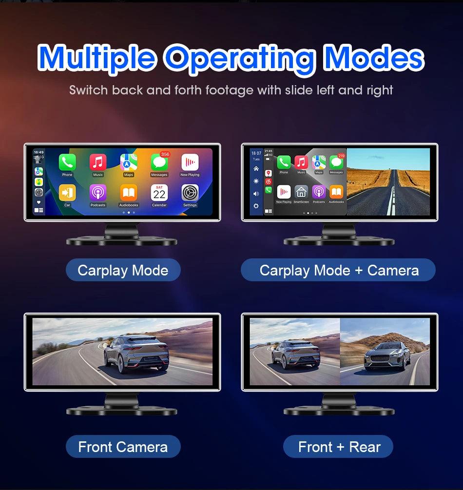 11.26 inch Car DVR 4K Dash Cam Dual Lens Wireless Carplay & Android Auto Video Recorder Monitor GPS Navigation 5G Wifi FM AUX - MANDOTOS