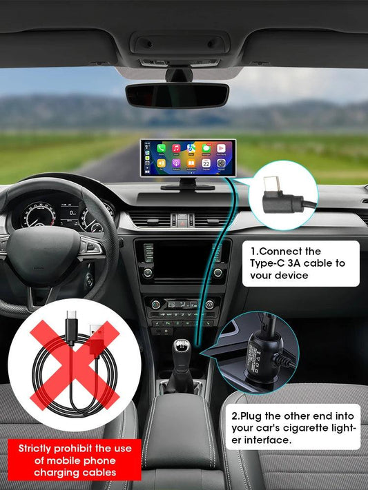 11.26 inch Car DVR 4K Dash Cam Dual Lens Wireless Carplay & Android Auto Video Recorder Monitor GPS Navigation 5G Wifi FM AUX - MANDOTOS