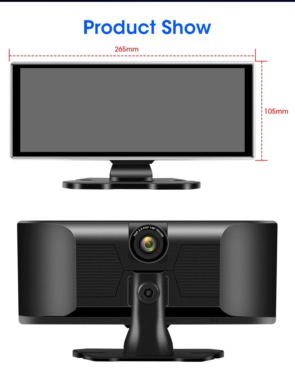 11.26 inch Car DVR 4K Dash Cam Dual Lens Wireless Carplay & Android Auto Video Recorder Monitor GPS Navigation 5G Wifi FM AUX - MANDOTOS