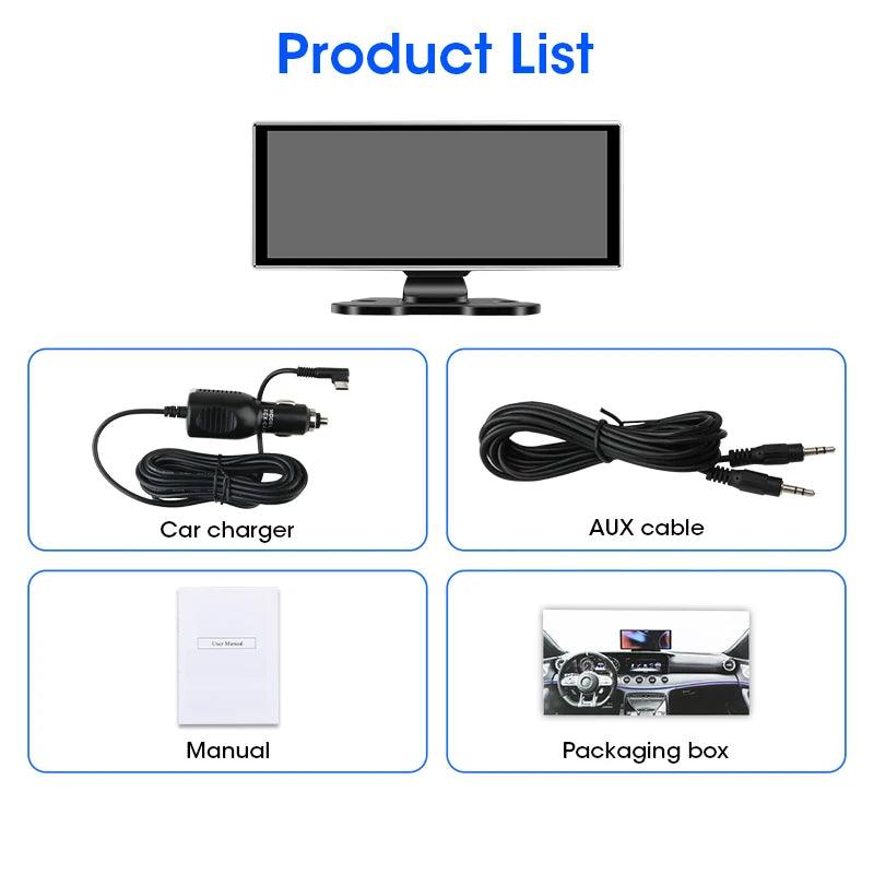 11.26 inch Car DVR 4K Dash Cam Dual Lens Wireless Carplay & Android Auto Video Recorder Monitor GPS Navigation 5G Wifi FM AUX - MANDOTOS