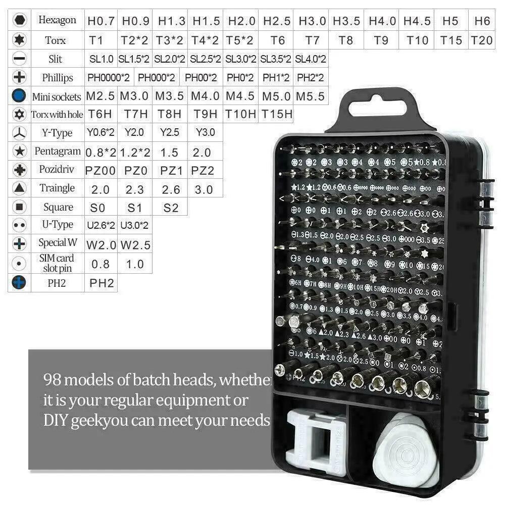 117-Piece Magnetic Screwdriver Kit for iPhone & MacBook - MANDOTOS