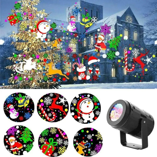 Christmas Party Lights Snowflake Projector Light Led Stage Light Rotating Xmas Pattern Outdoor Holiday Lighting Garden Christmas Decor - MANDOTOS