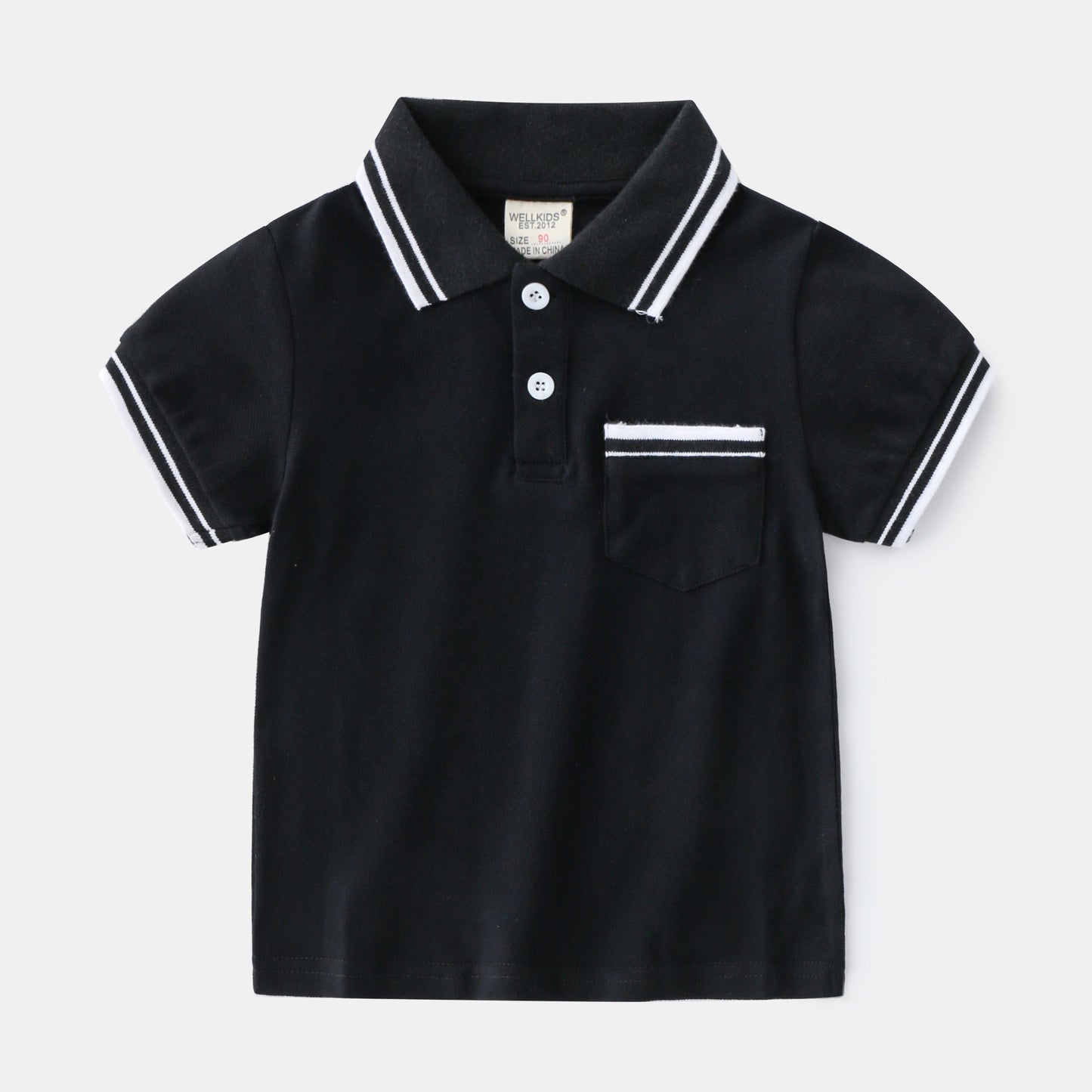 Boy wearing a summer polo shirt by Ancient Energy, featuring a casual boys' T-shirt with a classic polo design and short sleeves.
