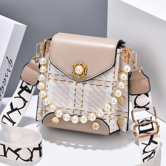 Fashion Women'S Crossbody Bag Girl'S Cute Princess Wallet Classic Shoulder Bag Summer Pearl Chain Phone Bag - MANDOTOS