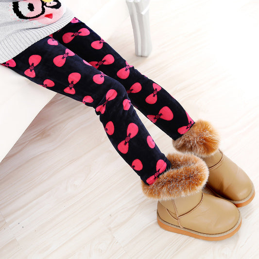 Girls' warm leggings by Ancient Energy, soft and cozy for winter, shown in a vibrant pink color with elastic waistband.