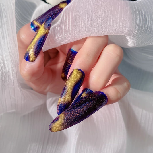 10PCS Handmade Press-On Nails - Stylish & Reusable Coffin Design - MANDOTOS