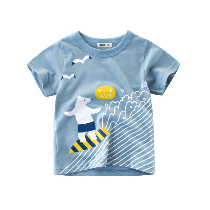Children's short-sleeved boys' t-shirt by Ancient Energy, baby clothing in vibrant colors, casual and comfortable for boys.