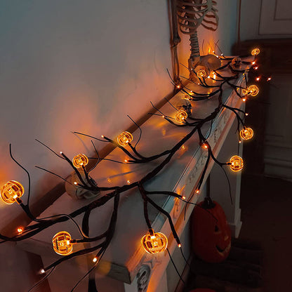 Halloween LED Willow Vine String Light Cool Cartoon Bat Pumpkin Decoration For Indoor Outdoor Party House Decor - MANDOTOS