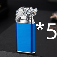 Creative Blue Flame Lighter Dolphin Dragon Tiger Double Fire Metal Winproof Lighter Inflatable Lighter - MANDOTOS