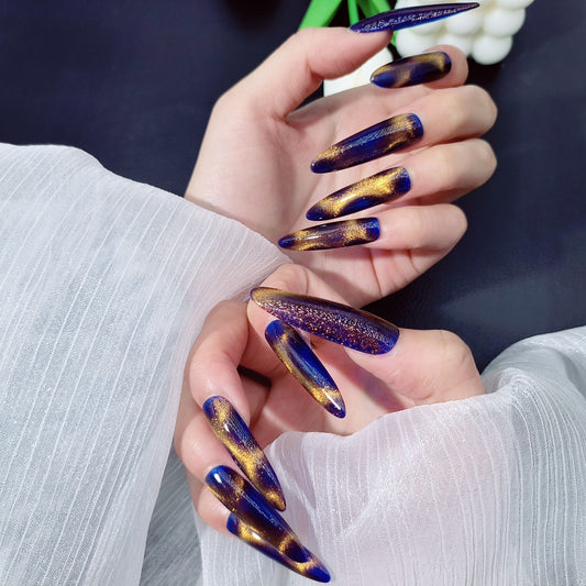 10PCS Handmade Press-On Nails - Stylish & Reusable Coffin Design - MANDOTOS