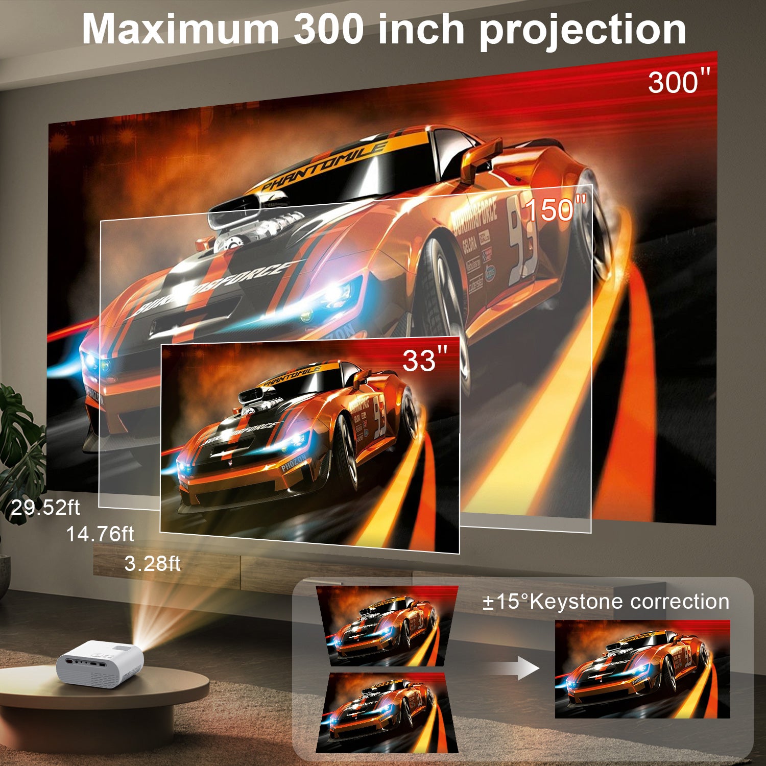 Full HD 1080P Portable Mini Projector with Tripod - MANDOTOS