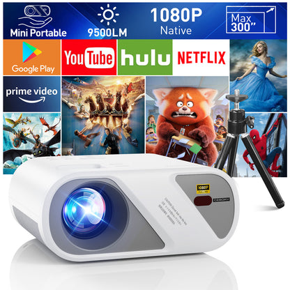 Full HD 1080P Portable Mini Projector with Tripod - MANDOTOS