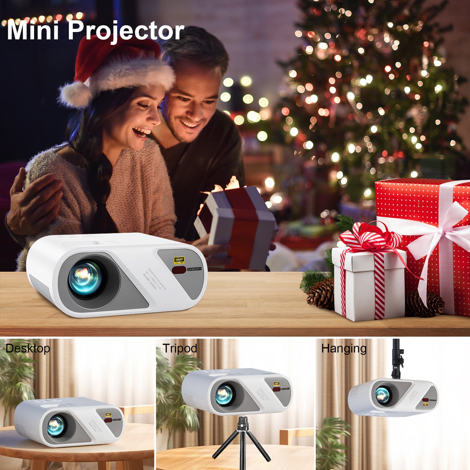 Full HD 1080P Portable Mini Projector with Tripod - MANDOTOS