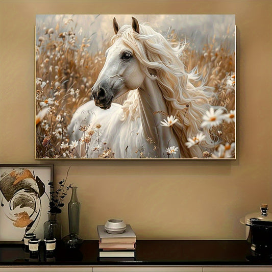 Elegance in Motion: White Horse Canvas Art Set - MANDOTOS