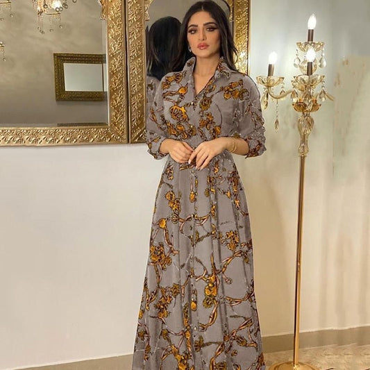 MUSILIN Women's Ethnic Elegance: Retro Printed Robe - MANDOTOS