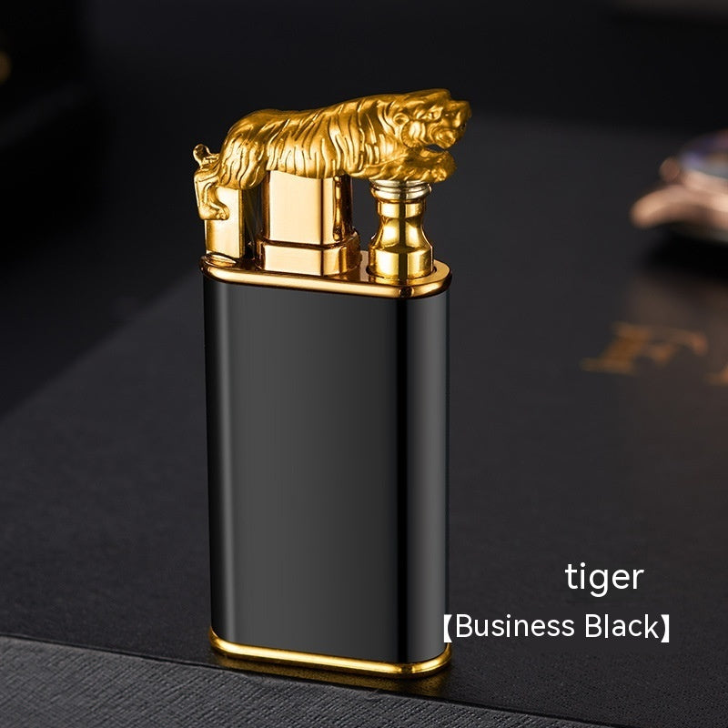 Creative Blue Flame Lighter Dolphin Dragon Tiger Double Fire Metal Winproof Lighter Inflatable Lighter - MANDOTOS