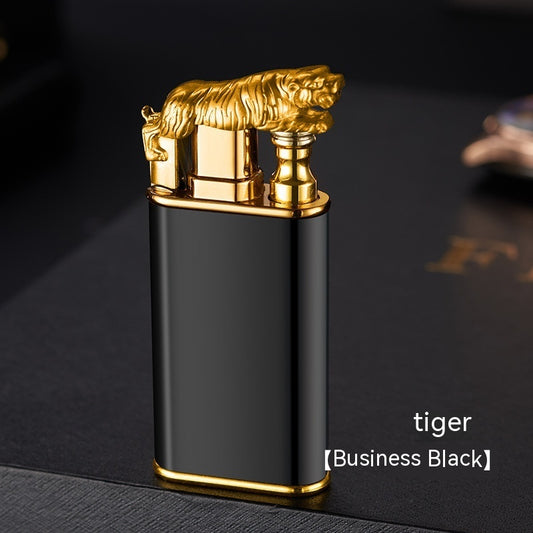 Creative Blue Flame Lighter Dolphin Dragon Tiger Double Fire Metal Winproof Lighter Inflatable Lighter - MANDOTOS