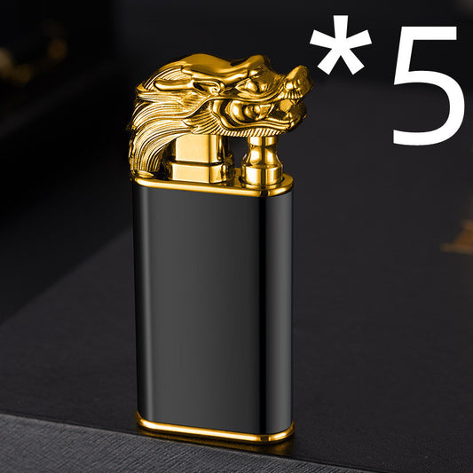 Creative Blue Flame Lighter Dolphin Dragon Tiger Double Fire Metal Winproof Lighter Inflatable Lighter - MANDOTOS