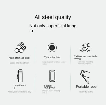 1L Thermal Water Bottle Keep Cold and Hot Thermos for Water Tea Coffee Vacuum Flasks Stainless Steel Thermos Bottle - MANDOTOS
