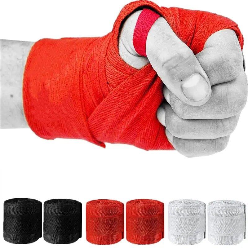 2 Rolls 2.5M Cotton Boxing Bandage Sports Strap Sanda Gauntlets MMA Hand Gloves Wraps Belt Wraps Bandage For Competition - MANDOTOS