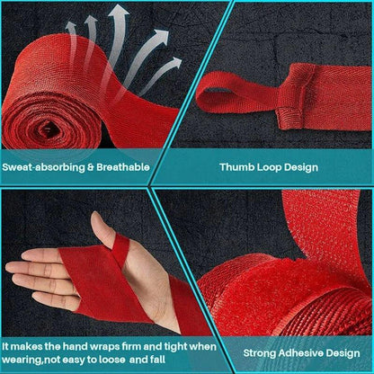 2 Rolls 2.5M Cotton Boxing Bandage Sports Strap Sanda Gauntlets MMA Hand Gloves Wraps Belt Wraps Bandage For Competition - MANDOTOS