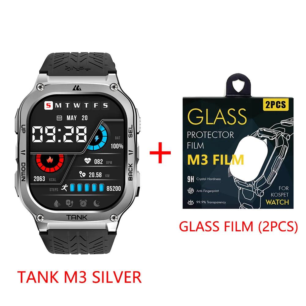 2024 KOSPET TANK M3 Smartwatches For Men Women Rugged Smart Watch 480mAh AOD Bluetooth Fitness Electronic Digital AMOLED Watches - MANDOTOS