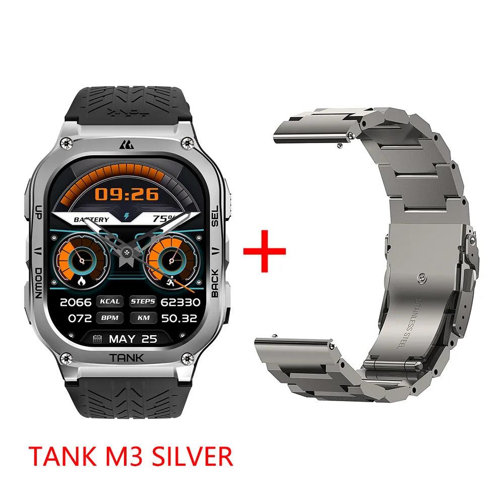 2024 KOSPET TANK M3 Smartwatches For Men Women Rugged Smart Watch 480mAh AOD Bluetooth Fitness Electronic Digital AMOLED Watches - MANDOTOS