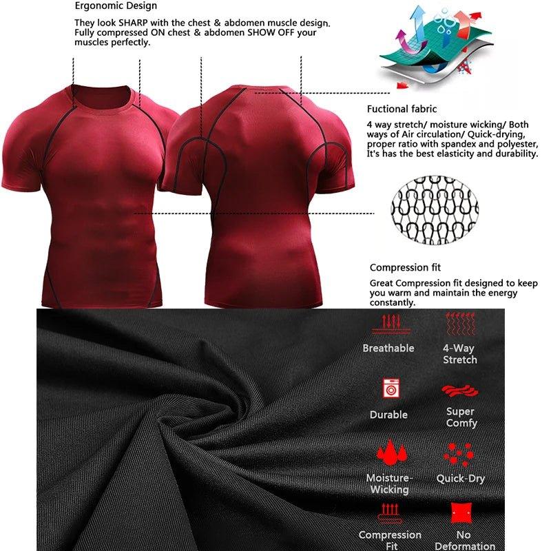 2025 Compression T Shirt Men Summer Sportswear Running T-shirt Elastic Quick Dry Sport Tops Tee Athletic Gym Workout Shirts Men - MANDOTOS