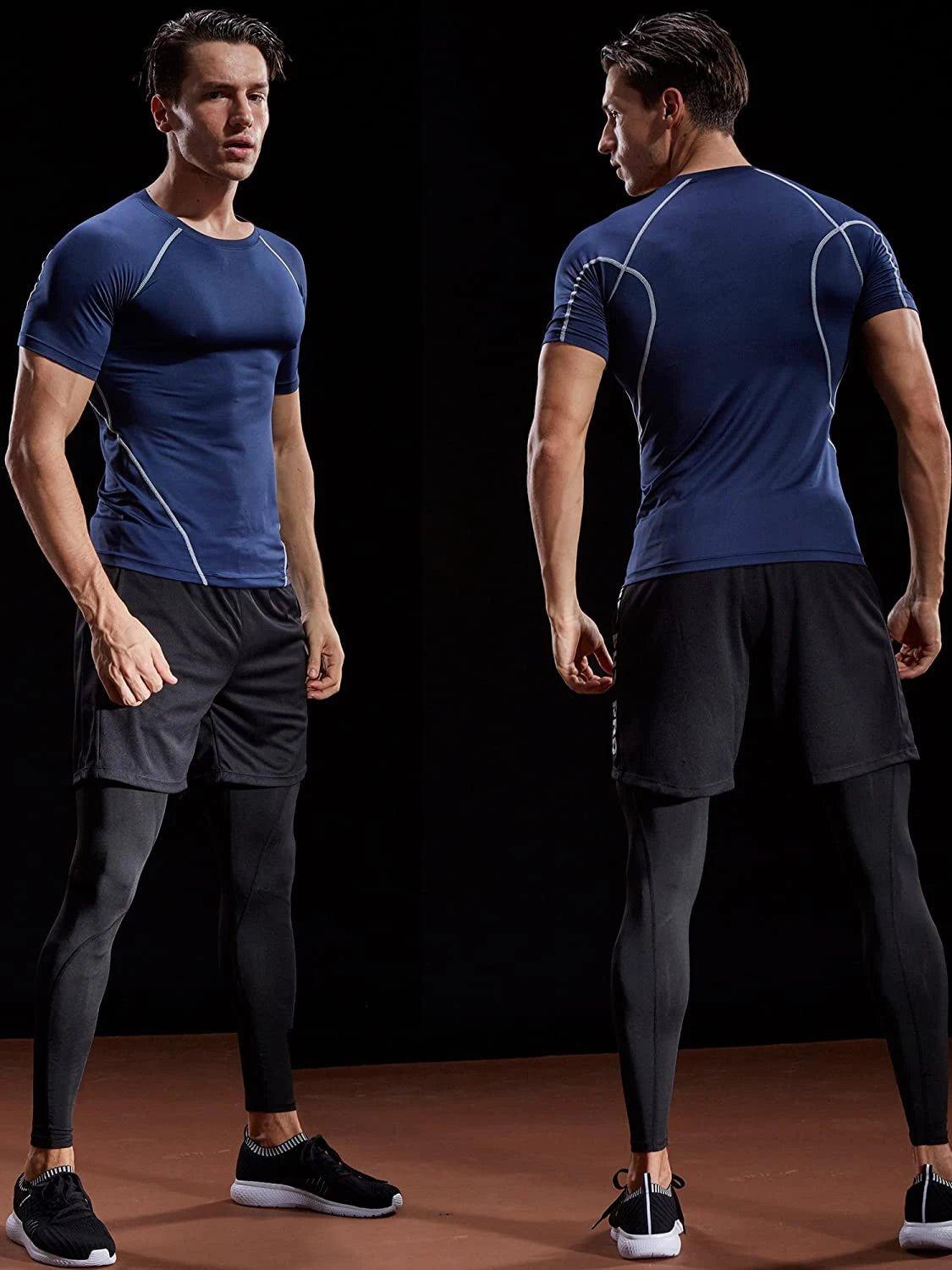 2025 Compression T Shirt Men Summer Sportswear Running T-shirt Elastic Quick Dry Sport Tops Tee Athletic Gym Workout Shirts Men - MANDOTOS