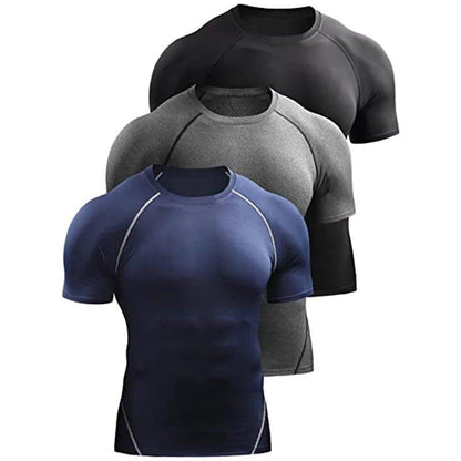 2025 Compression T Shirt Men Summer Sportswear Running T-shirt Elastic Quick Dry Sport Tops Tee Athletic Gym Workout Shirts Men - MANDOTOS