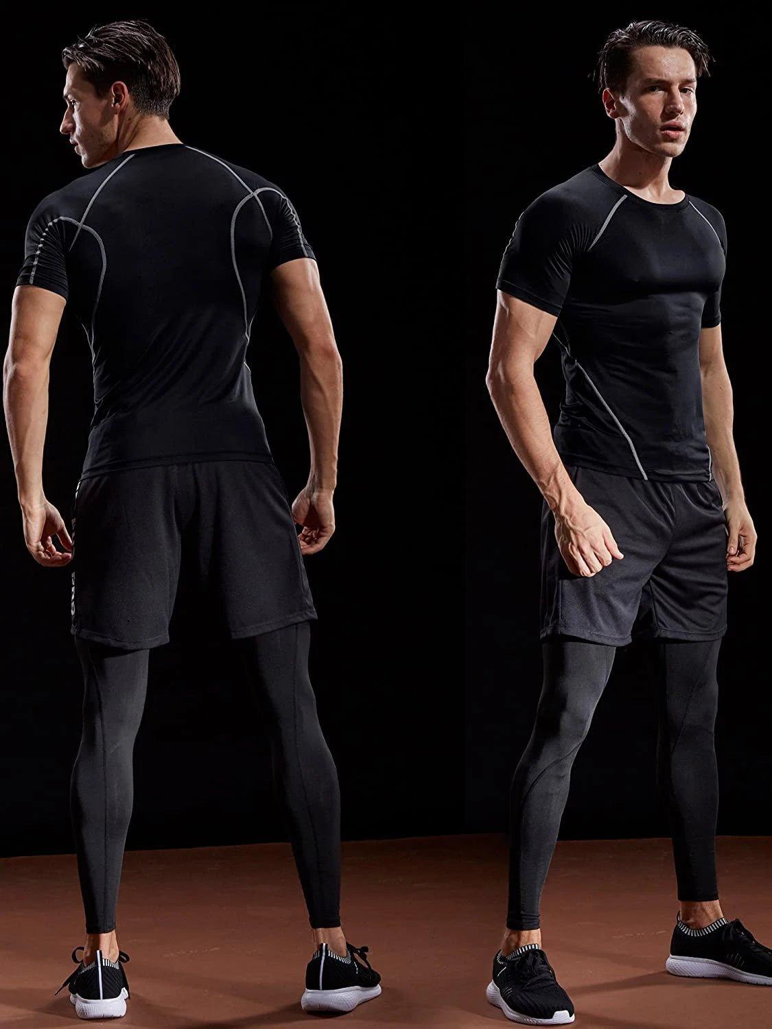 2025 Compression T Shirt Men Summer Sportswear Running T-shirt Elastic Quick Dry Sport Tops Tee Athletic Gym Workout Shirts Men - MANDOTOS
