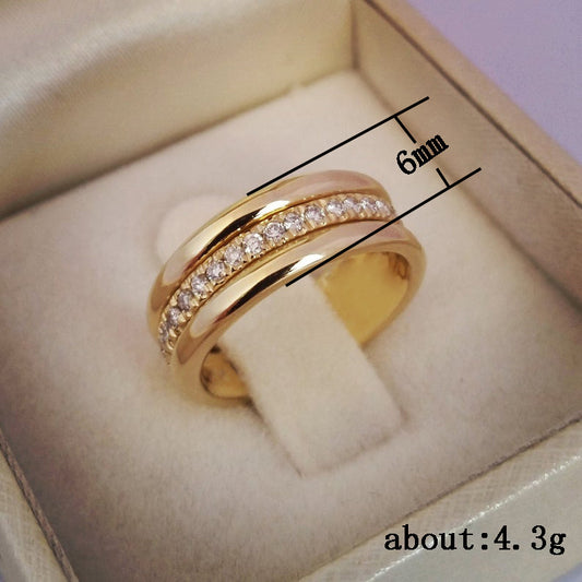 Simple Golden Sliver Rhinestones Ring Copper Plated RIngs Fashion Jewellery - MANDOTOS