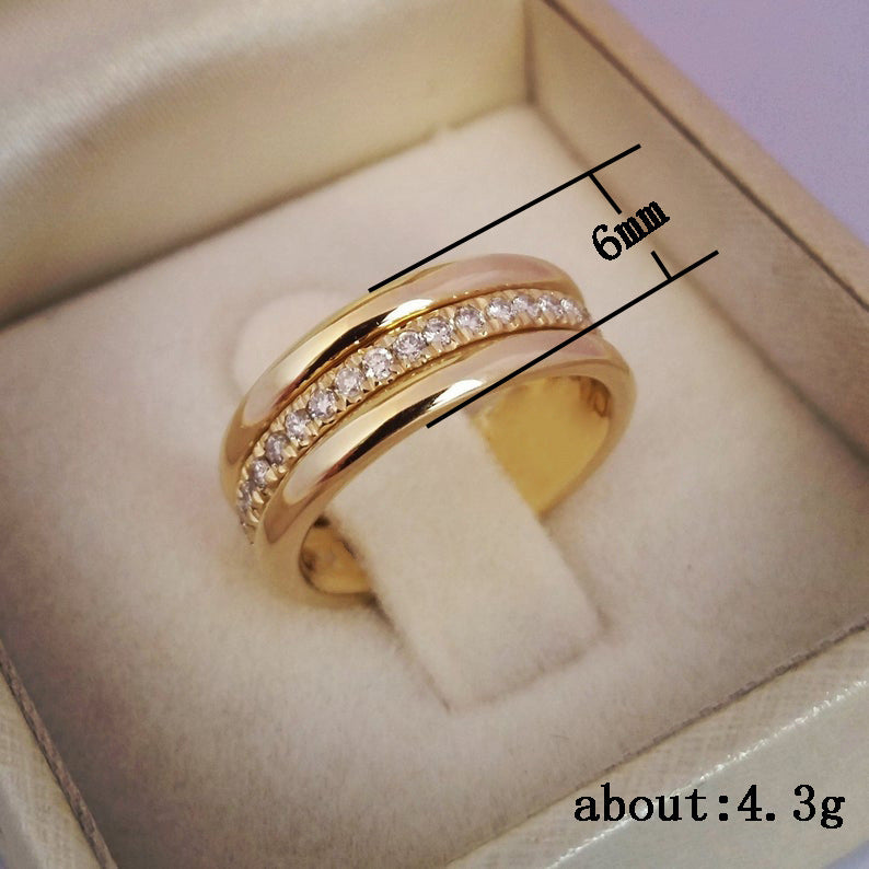 Simple Golden Sliver Rhinestones Ring Copper Plated RIngs Fashion Jewellery - MANDOTOS