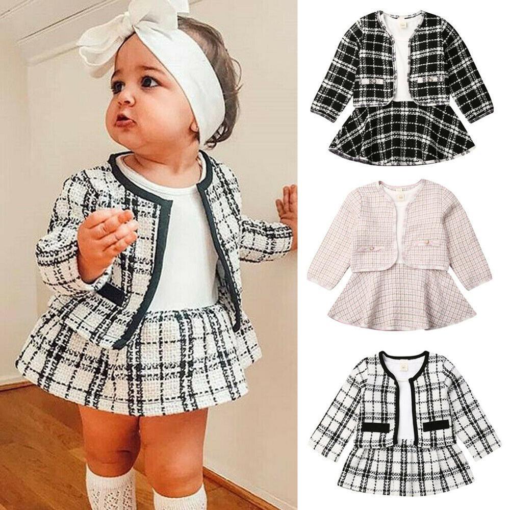 Baby girls' long-sleeved two-piece dress set with incense wind suit, by Ancient Energy, featuring soft fabric and playful design.