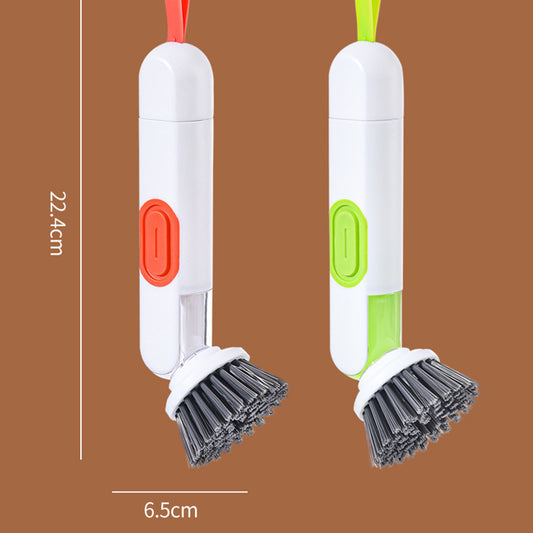 2-in-1 Soap Dispensing Dish Brush with Replacement Heads & No Leak Design