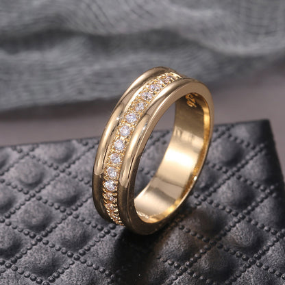 Simple Golden Sliver Rhinestones Ring Copper Plated RIngs Fashion Jewellery - MANDOTOS
