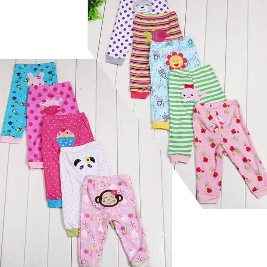 Children's leggings with cartoon print, set of five by Ancient Energy, featuring colorful, playful designs for kids.