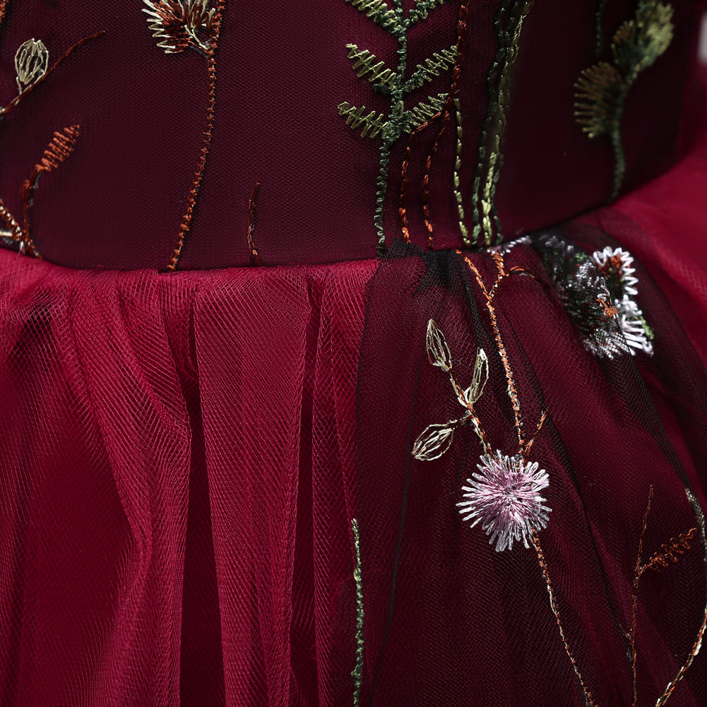 Embroidered kids dress for ages 4-15 by Ancient Energy, featuring colorful floral embroidery and lightweight fabric.