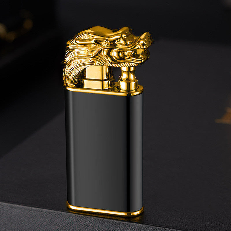 Creative Blue Flame Lighter Dolphin Dragon Tiger Double Fire Metal Winproof Lighter Inflatable Lighter - MANDOTOS