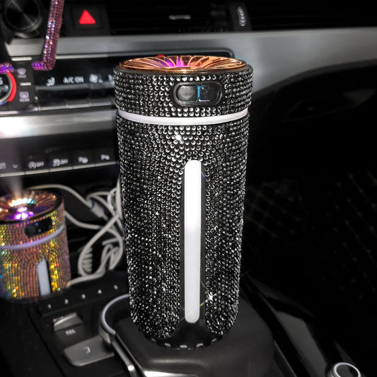 Luxury Diamond Car Humidifier LED Light Car Diffuser Auto Air Purifier Aromatherapy Diffuser Air Freshener Car Accessories For Woman - MANDOTOS