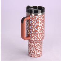 40 Oz Tumbler With Handle Straw Insulated, Stainless Steel Spill Proof Vacuum Coffee Cup Tumbler With Lid Tapered Mug Gifts For Valentine Lover Suitable For Car Gym Office Travel - MANDOTOS