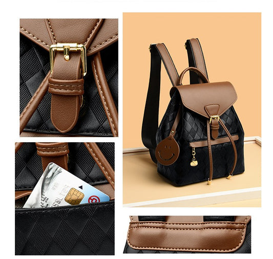 Female leather backpack by Ancient Energy, casual multifunction women’s shoulder backpack for school, travel, and everyday use.